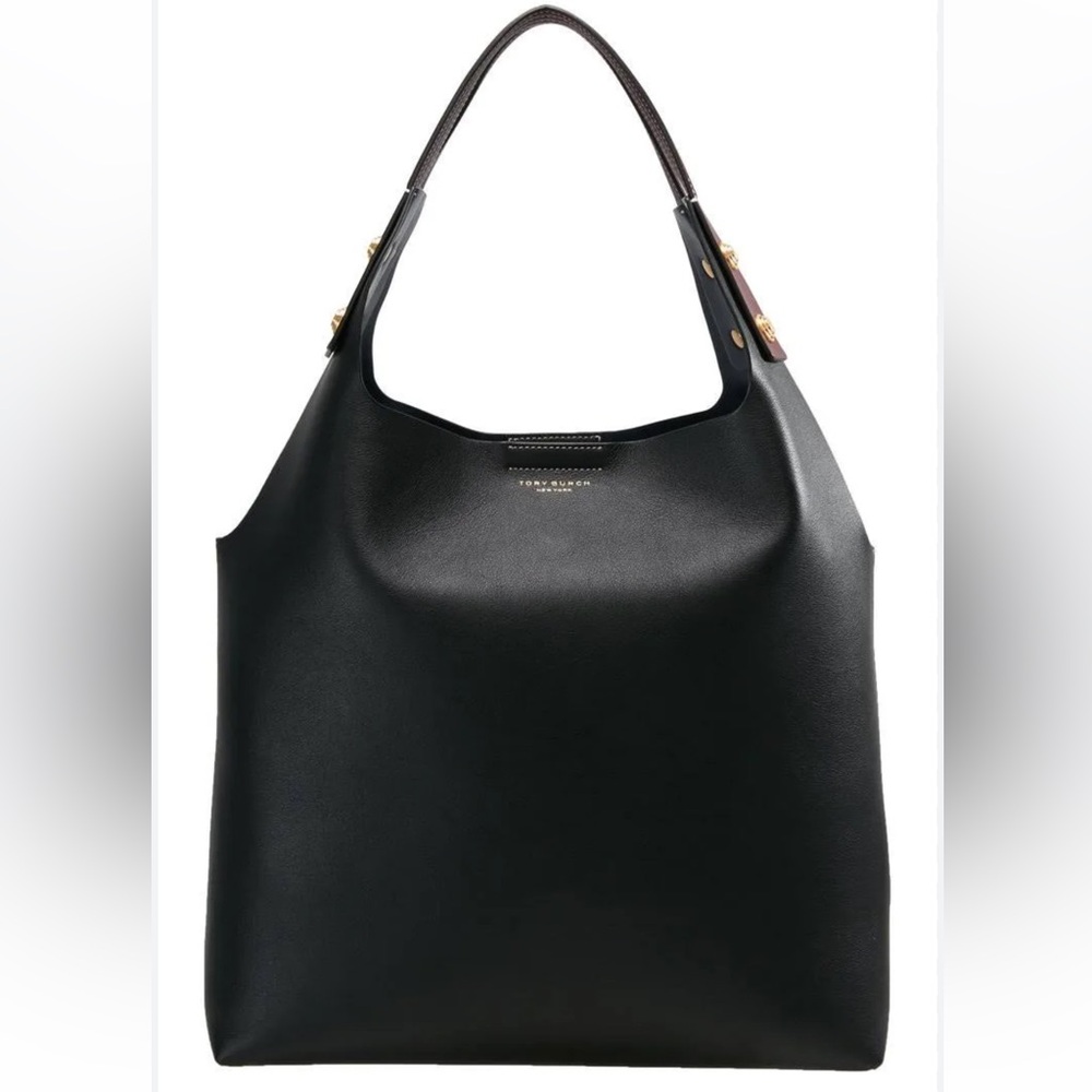 Tory Burch Large Rory Black Leather Tote Bag